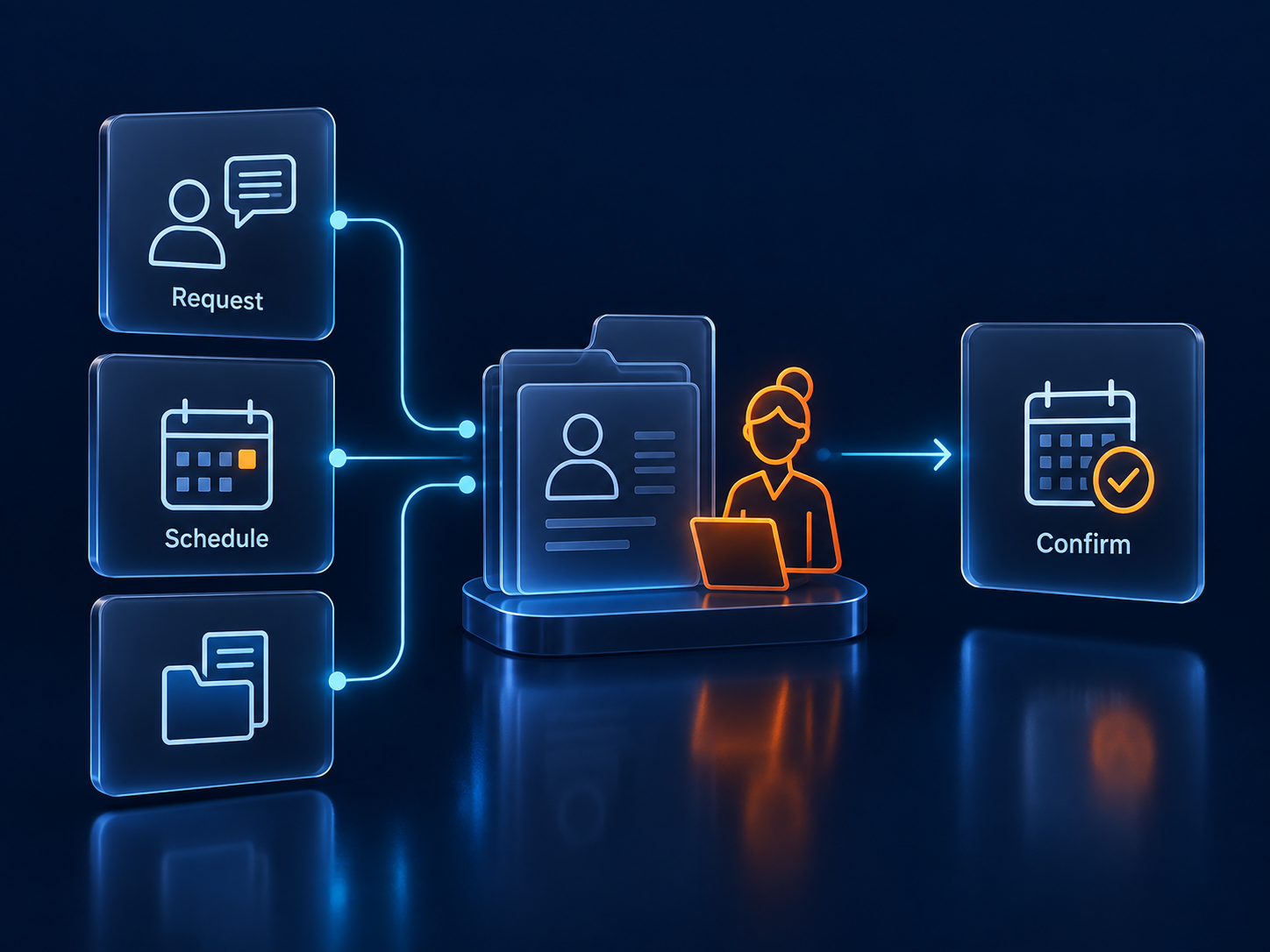 Illustration of healthcare work progressing through a shared case