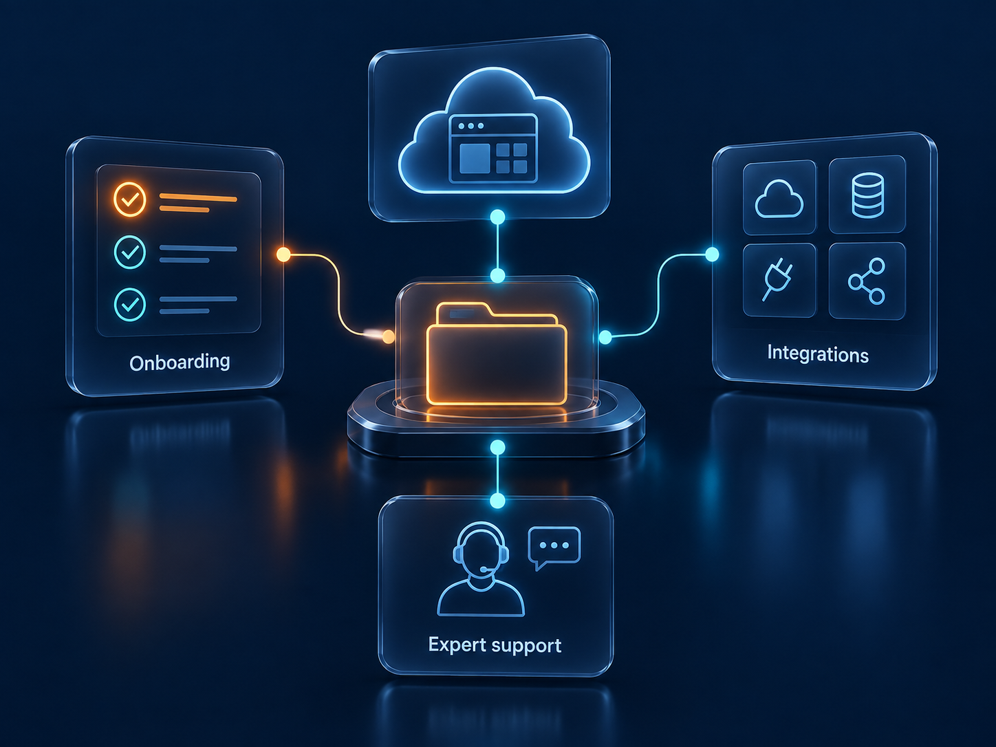 Illustration of saas work progressing through a shared case